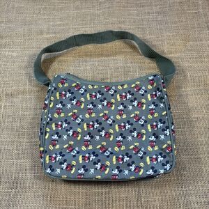 Authentic Disney Mickey Mouse Shoulder Bag Purse Olive Green Vinyl Cartoon